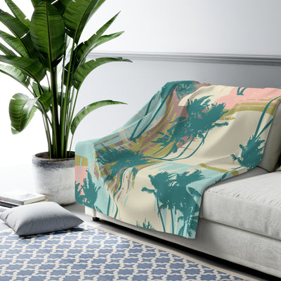 Tropical Palm Tree Sherpa Fleece Blanket