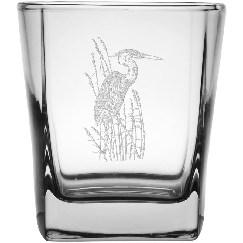 Heron 9.25 oz. Etched Double Old Fashioned Glass Sets