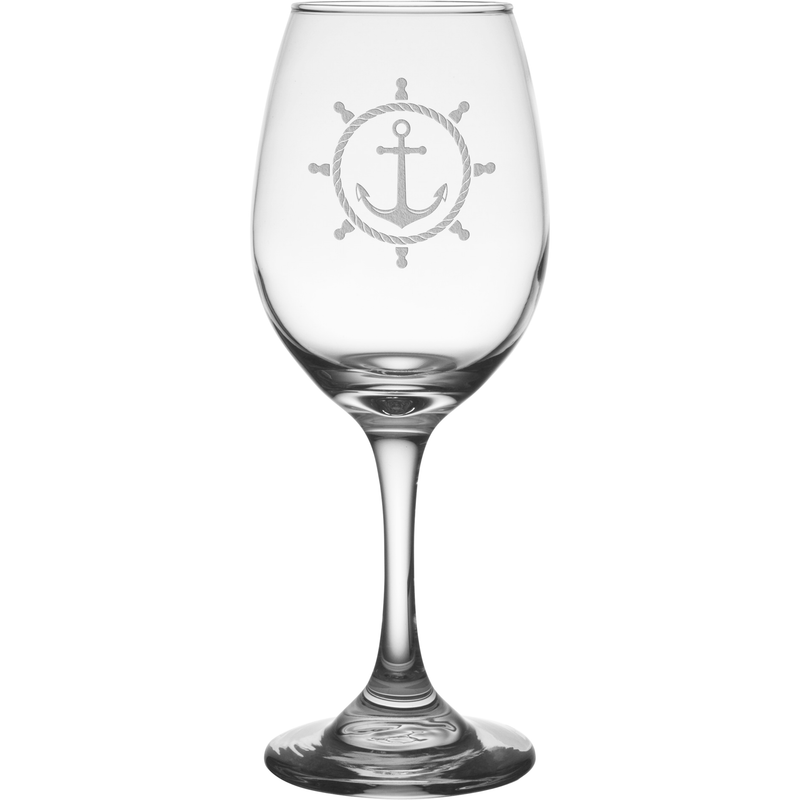 Anchor 11 oz. Etched Wine Glass Sets