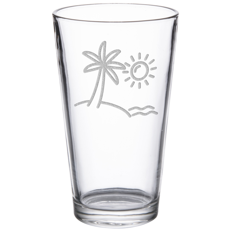 Beach 16 oz. Etched Beverage Glass Sets