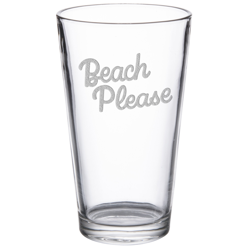 Beach Please 16 oz. Etched Beverage Glass Sets