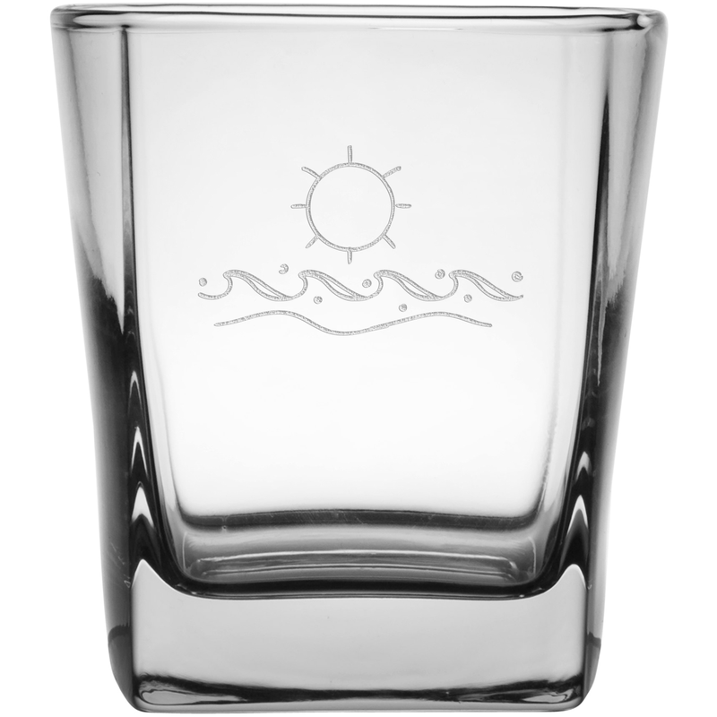 Waves 9.25 oz. Etched Double Old Fashioned Glass Sets