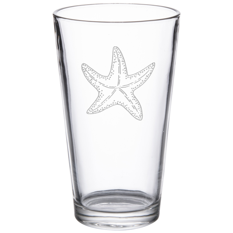Starfish 16 oz. Etched Beverage Glass Sets