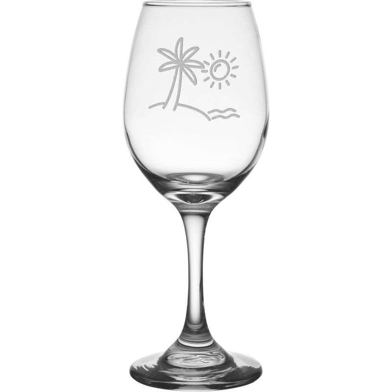 Beach 11 oz. Etched Wine Glass Sets