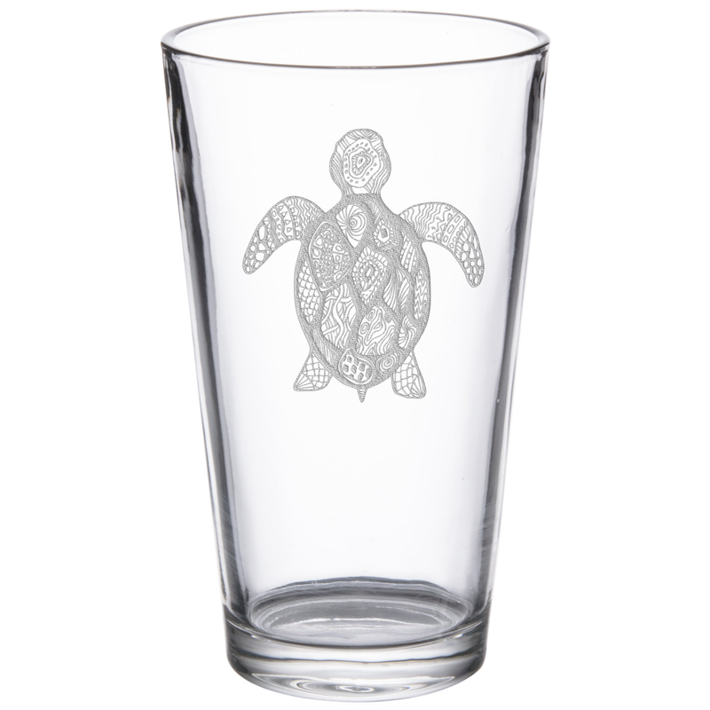 Turtle 16 oz. Etched Beverage Glass Sets