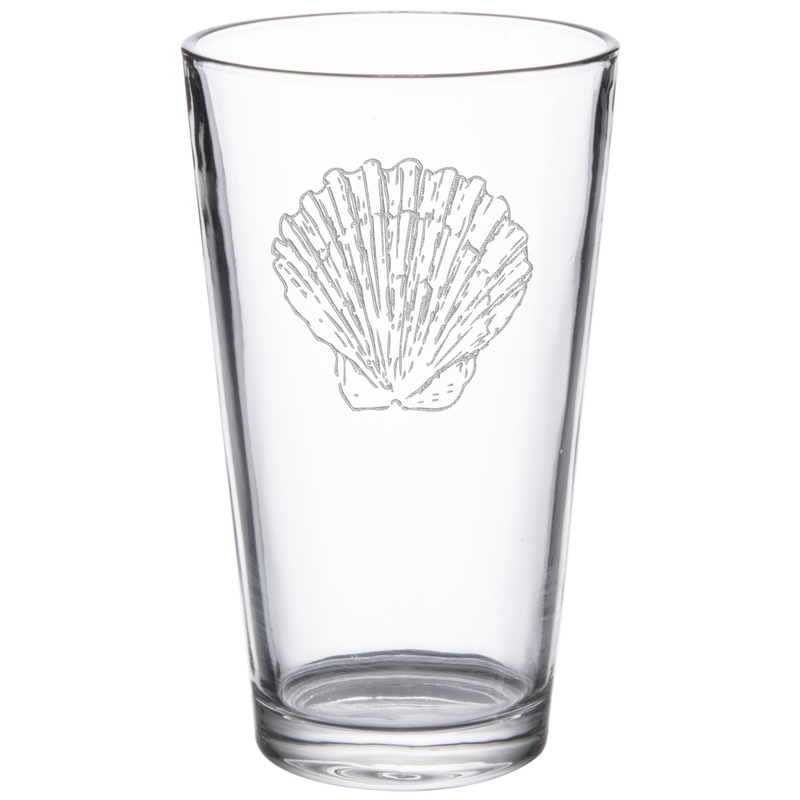 Seashell 16 oz. Etched Beverage Glass Sets