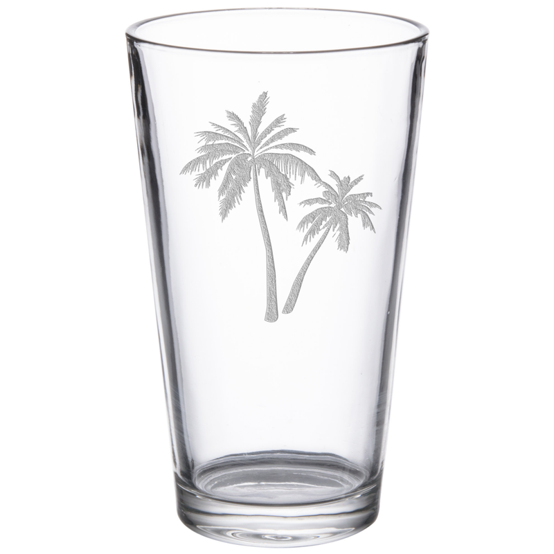 Palms 16 oz. Etched Beverage Glass Sets