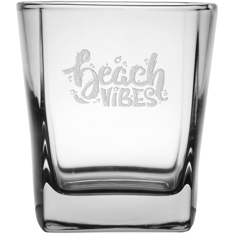 Beach Vibes 9.25 oz. Etched Double Old Fashioned Glass Sets