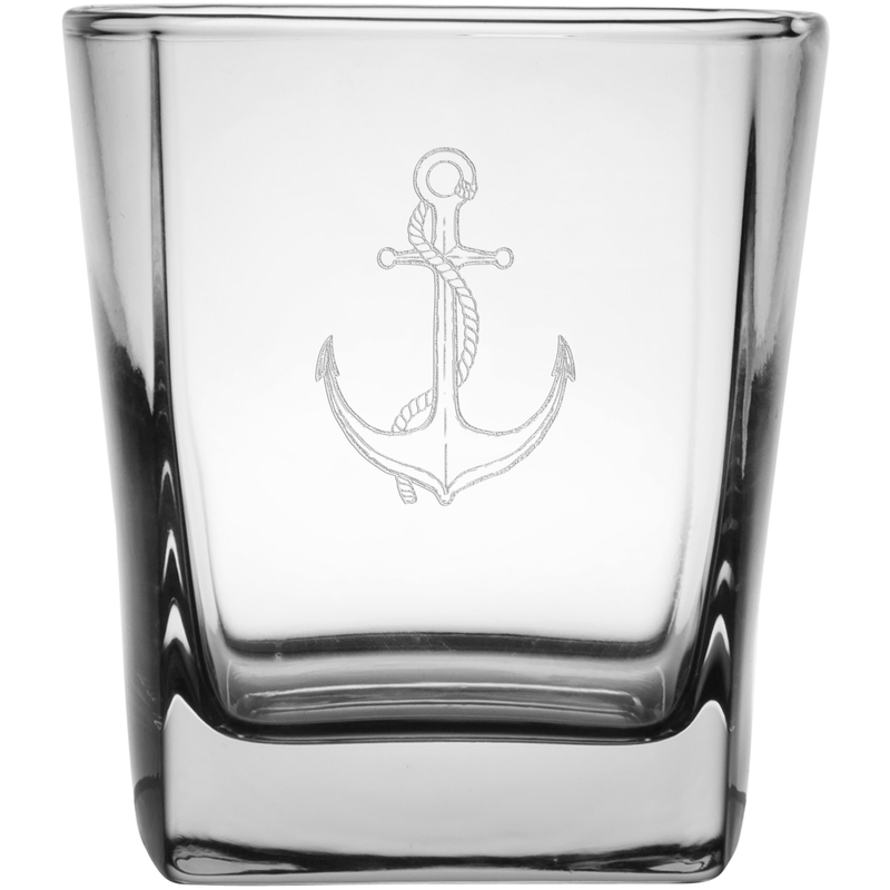 Rope & Anchor 9.25 oz. Etched Double Old Fashioned Glass Sets