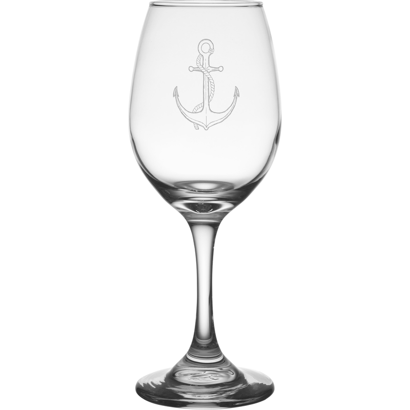 Rope & Anchor 11 oz. Etched Wine Glass Sets