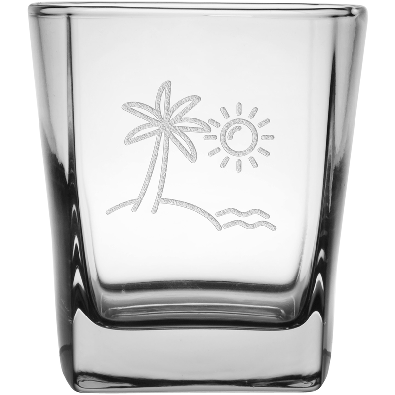 Beach 9.25 oz. Etched Double Old Fashioned Glass Sets