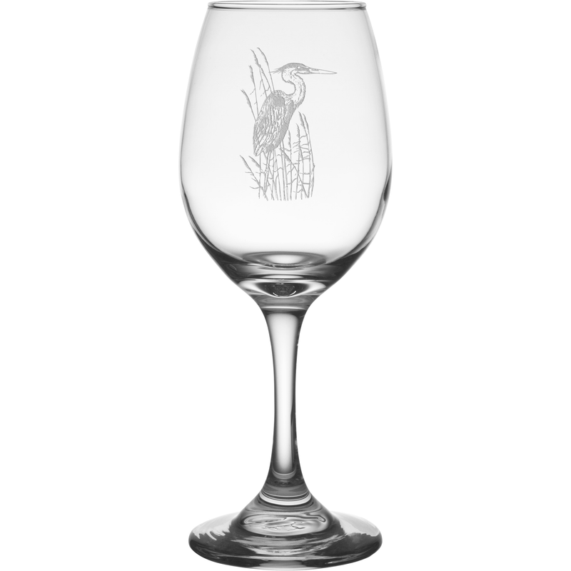 Heron 11 oz. Etched Wine Glass Sets