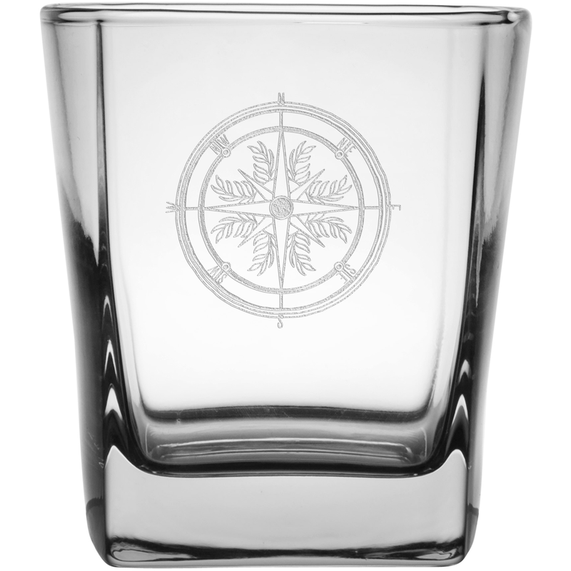 Compass 9.25 oz. Etched Double Old Fashioned Glass Sets