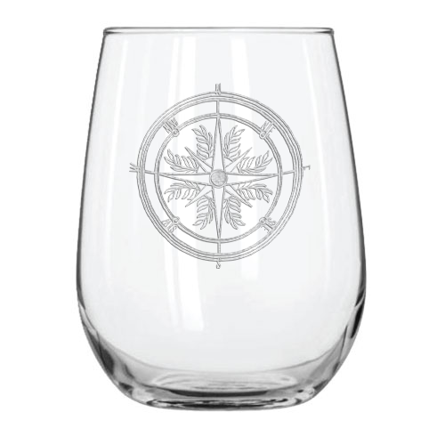 Compass 15.25 oz. Etched Stemless Wine Glass Sets