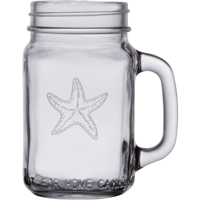 Starfish 16 oz. Mason Jar Glass Sets