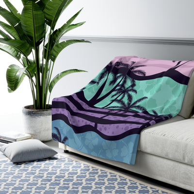 Vice Palm Tree Sherpa Fleece Blanket