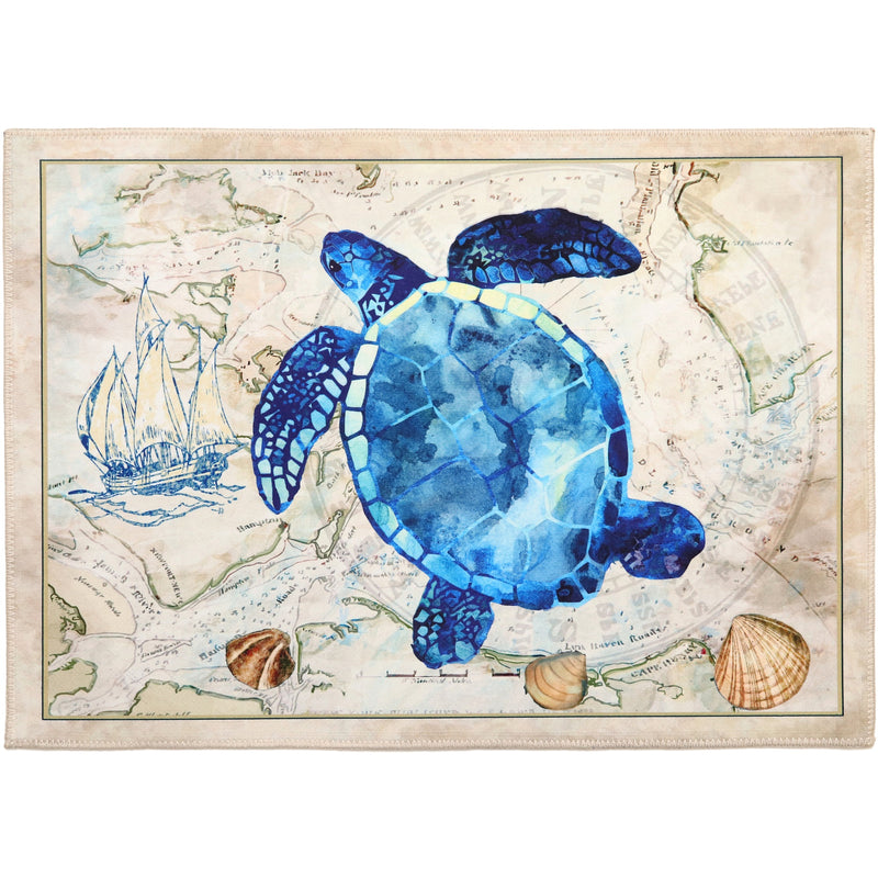 Blue Sea Turtle Accent Rug