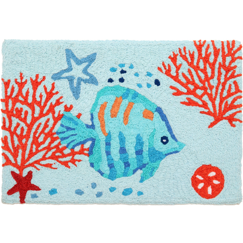 Red Coral Fish Accent Rug