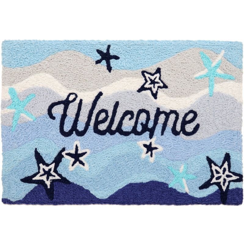 Blue Starfish Welcome Accent Rug