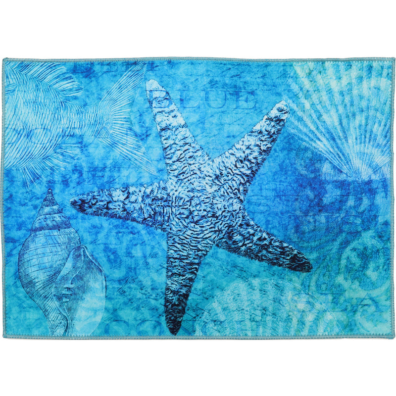 Deep Blue Starfish Accent Rug