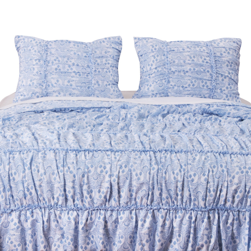 Blue Wave Ruffle Quilt Set