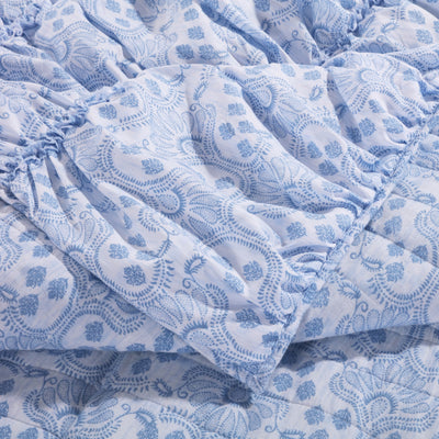 Blue Wave Ruffle Quilt Set