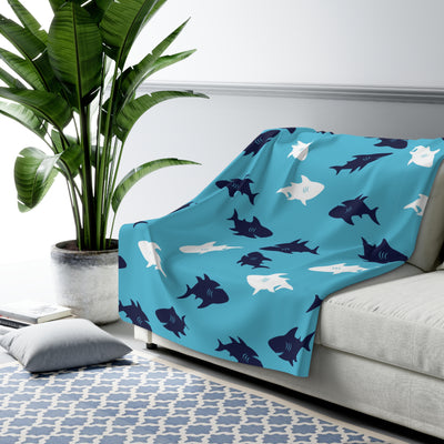 Blue Shark Sherpa Fleece Blanket