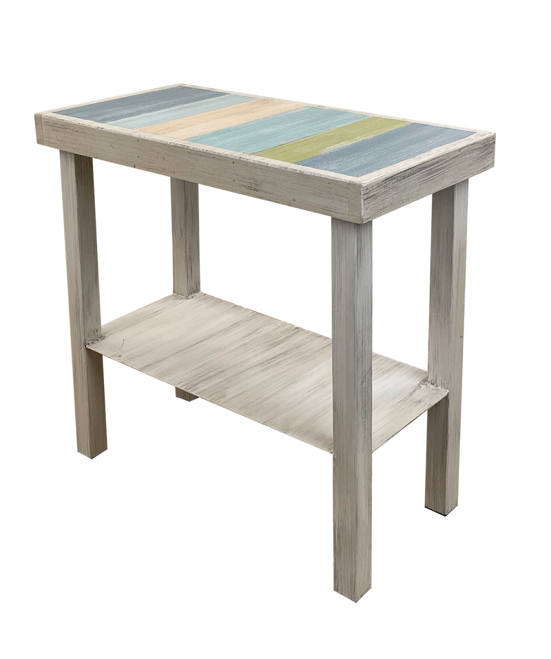 Color Stripe End Table With Shelf