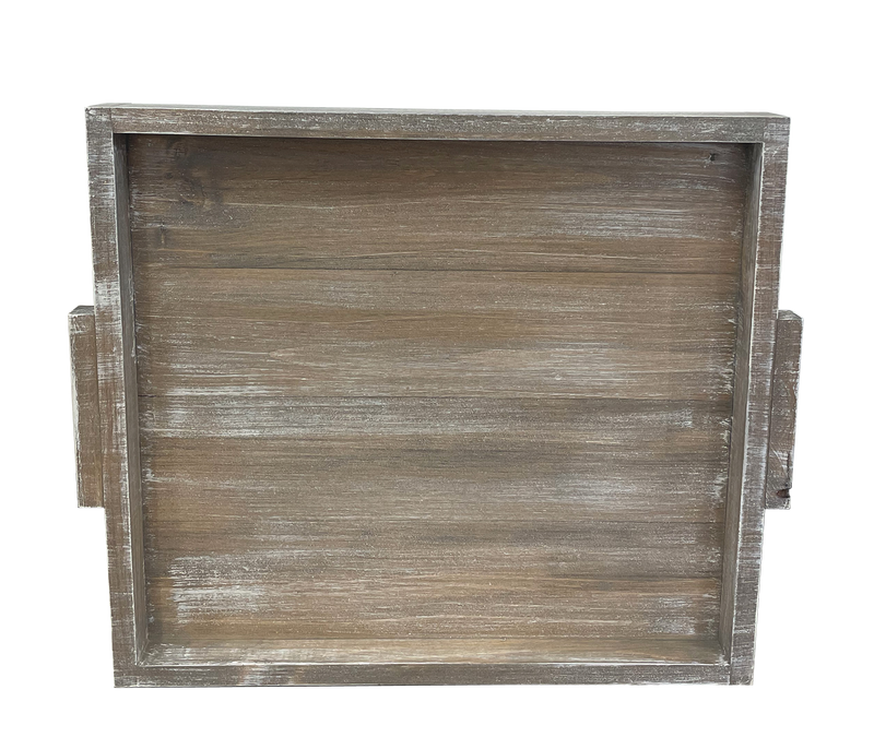 20" Weathered Grey Wooden Tray