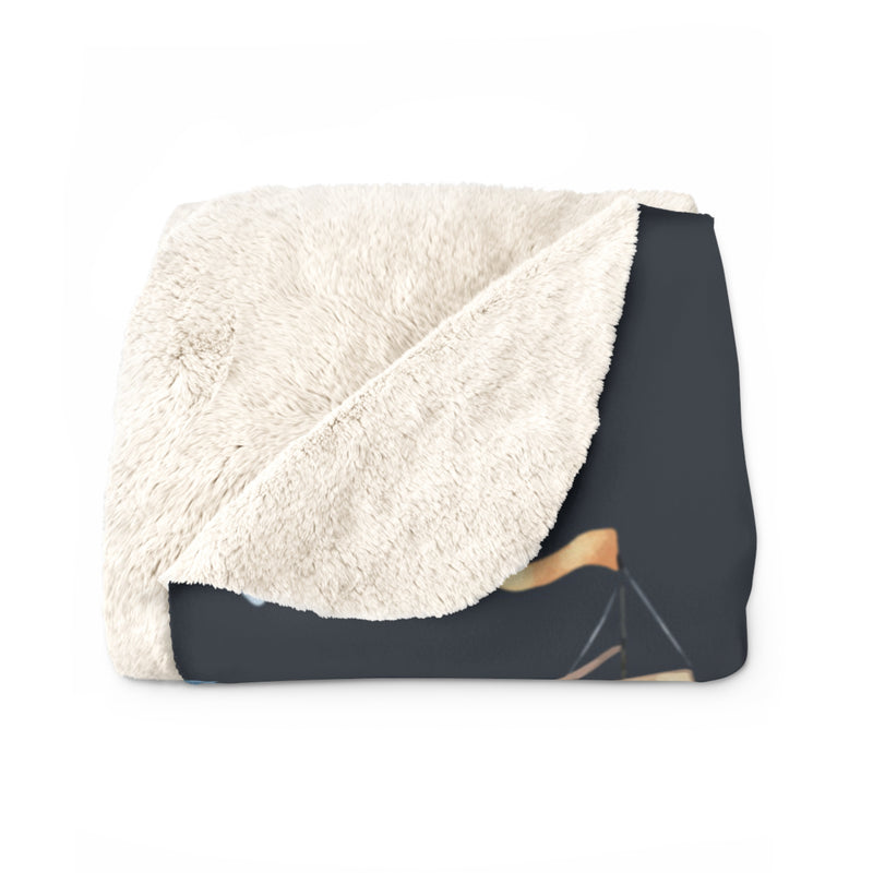 Black Sailboat Sherpa Fleece Blanket