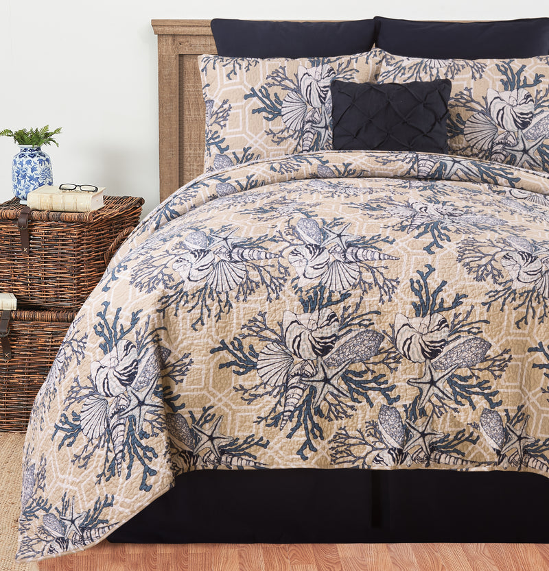 Indigo Shells Quilt Set