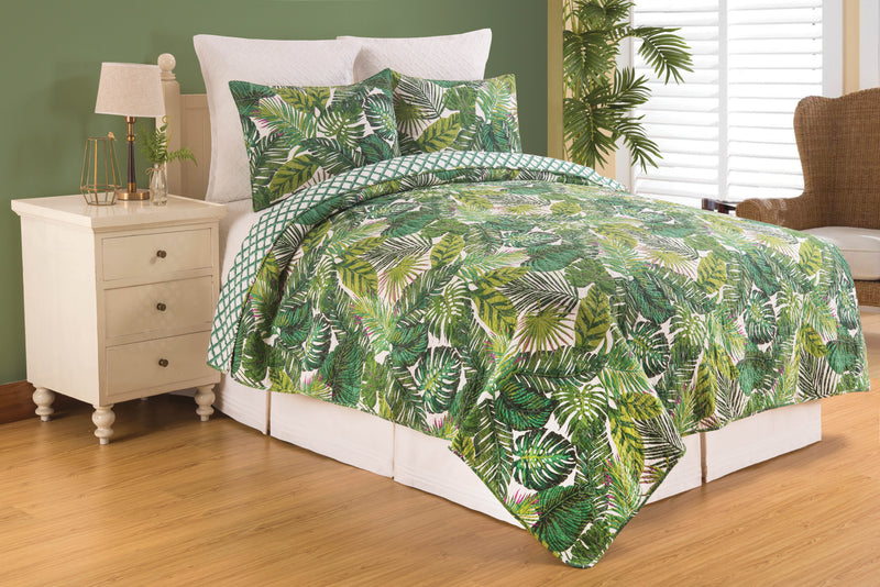 Green Palm Lush Quilt Set