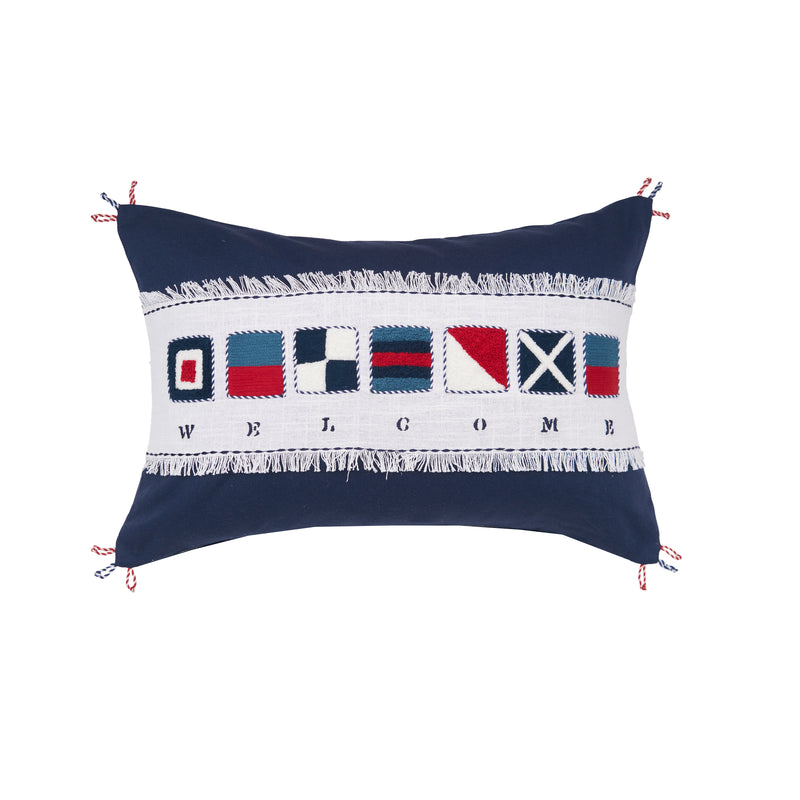 Nautical Flags Welcome Throw Pillow