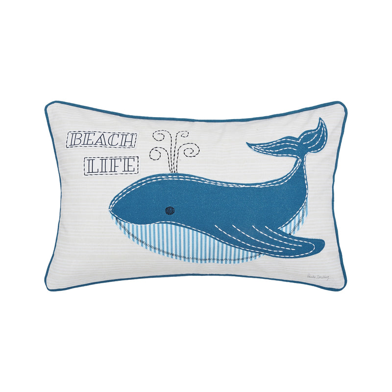 Beach Life Whale Throw Pillow