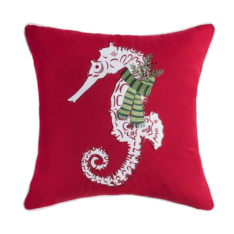 Seahorse Holiday Throw Pillow