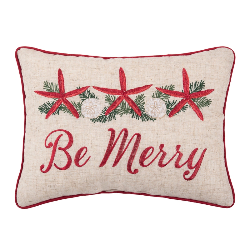 Be Merry Starfish Throw Pillow