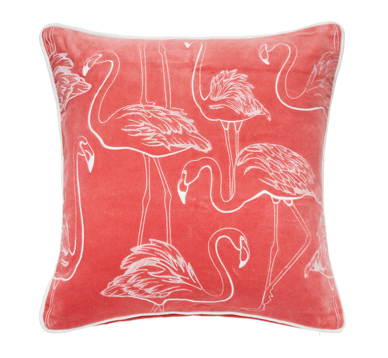 Flamingo Velvet Throw Pillow