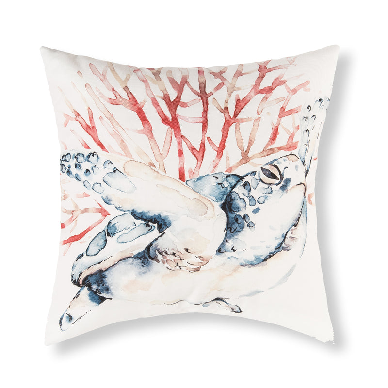 Turtle & Coral Throw Pillow
