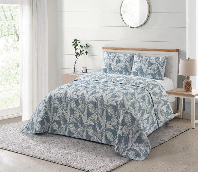 Tropic Leaves Slate Quilt Set