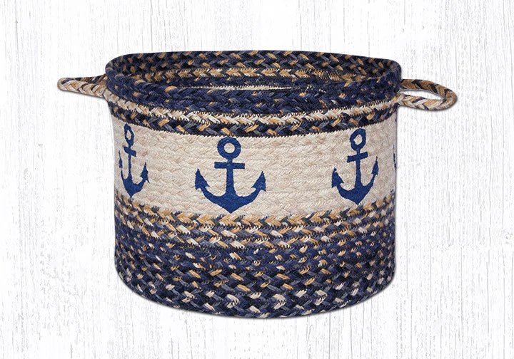 Blue Anchors Printed Utility Basket