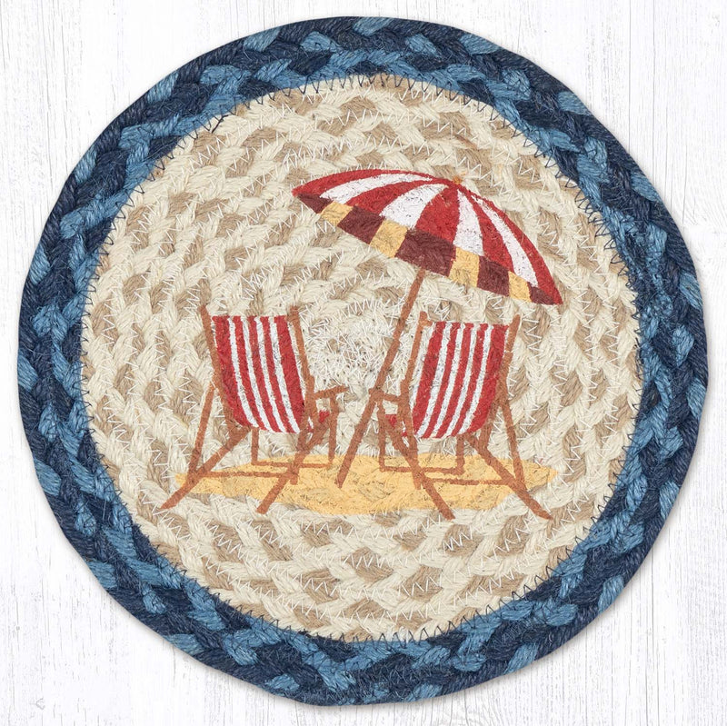 On The Beach Red Printed Round Trivet