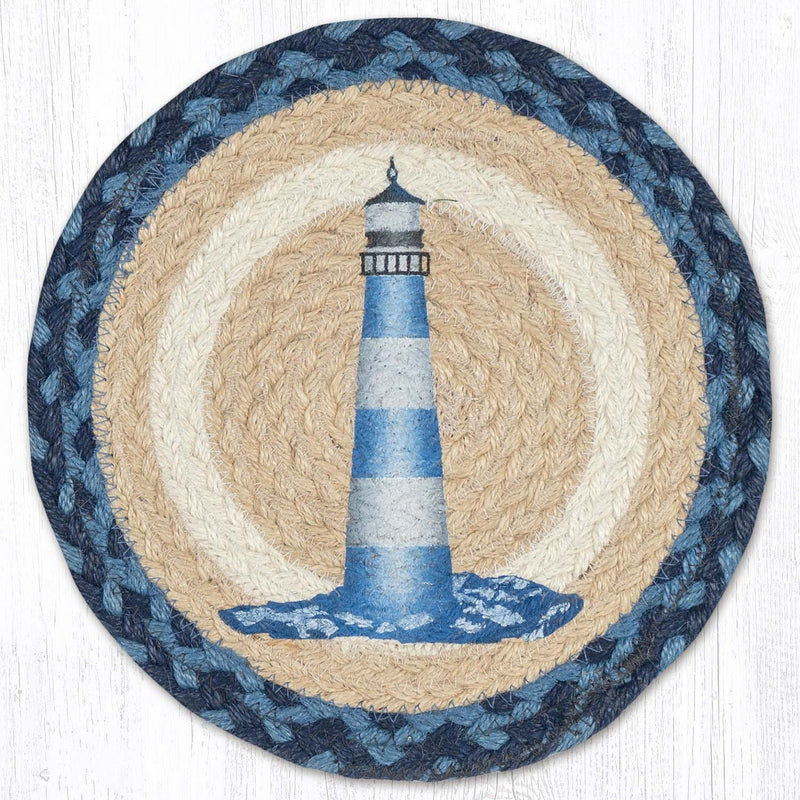 Striped Lighthouse Printed Round Trivet