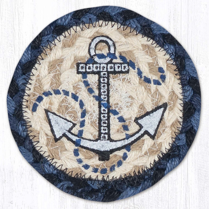 Coastal White Anchor Printed Coaster