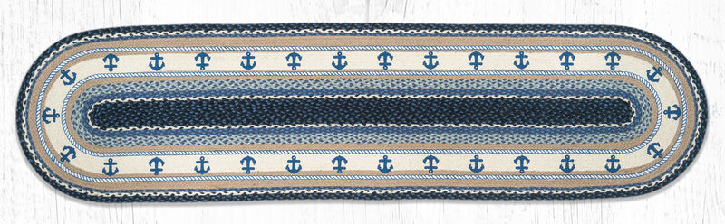 Blue Anchors Oval Patch Rug