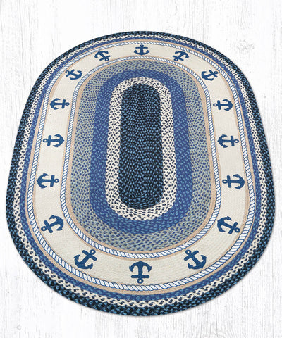 Blue Anchors Oval Patch Rug