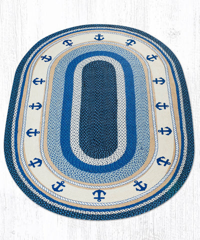 Blue Anchors Oval Patch Rug