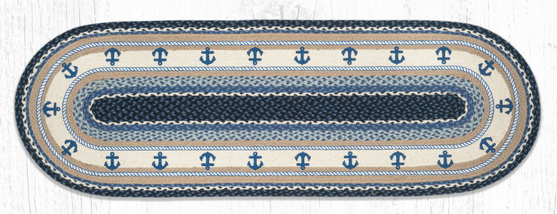 Blue Anchors Oval Patch Rug