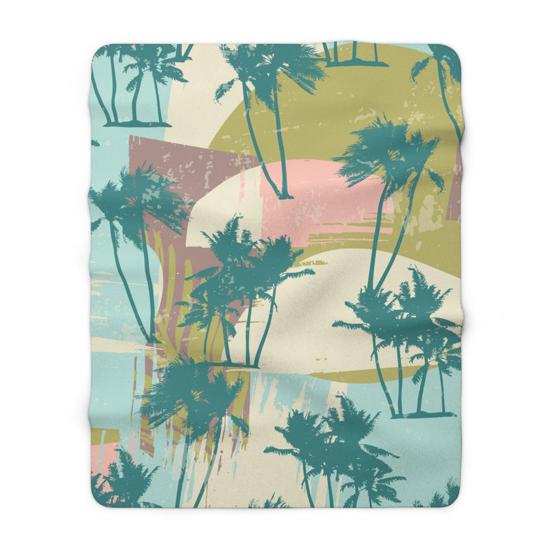 Tropical Palm Tree Sherpa Fleece Blanket