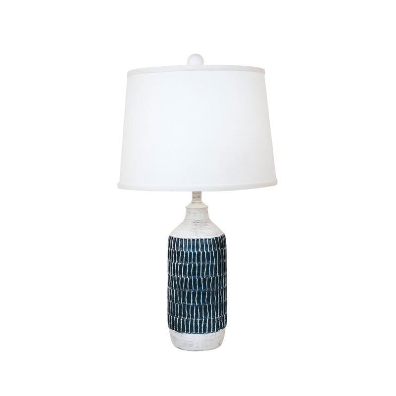 Navy Cottage Round Pot Table Lamp