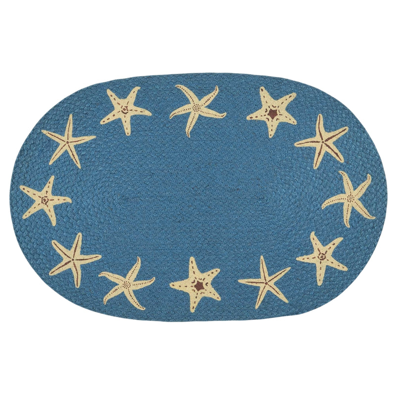 Starfish Border Oval Patch Rug